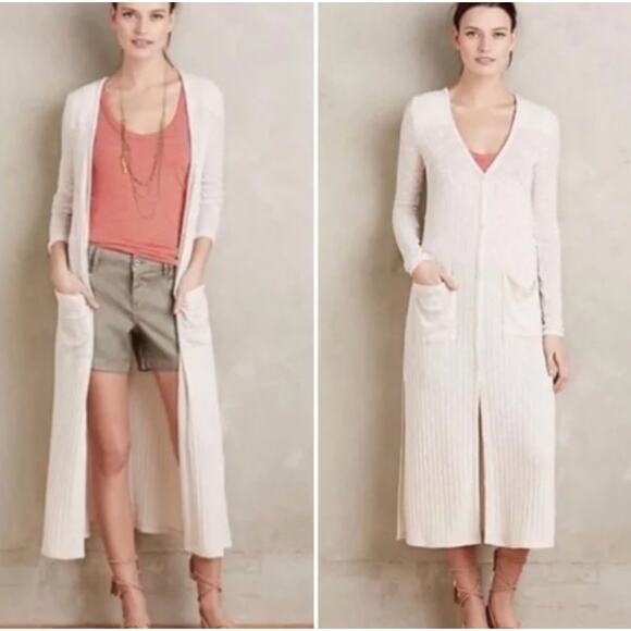 Anthropologie Sweaters - Anthropologie Oatmeal Semana Ribbed Duster Cardigan